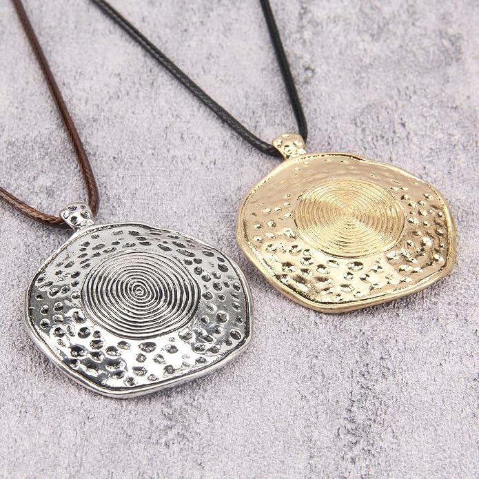 Boho Necklaces for Women Chunky Circle Necklace Layered Boho Circle Leather Choker Necklace Long Vintage Necklaces Bohemian Jewlery Gifts