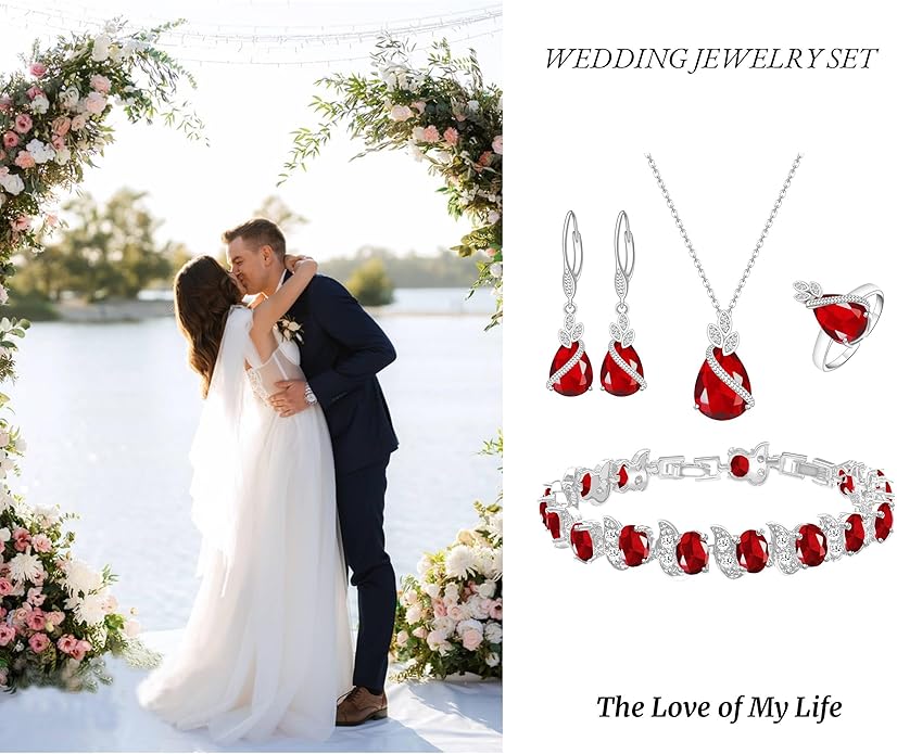ZCGJWE Wedding Jewelry Set for Women Gem Necklace Earrings Bracelet Luxury Jewelry Set Birthday Valentine's Day Mother's Day Christmas Prom Jewelry Gift