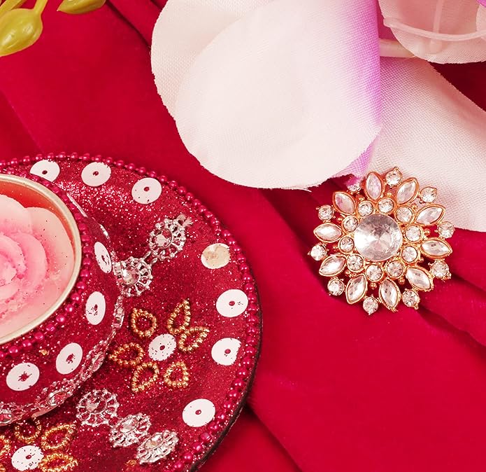 Touchstone Indian Bollywood Handcrafted Designer Jewelry Brooch Lapel Pin in Gold Or Silver Tone for Women.