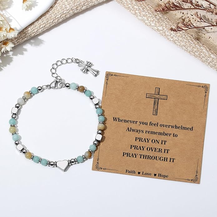 TONY & SANDY Christian Gifts for Women, Religious Cross Bracelet Jewelry, Easter Basket Stuffers for Teens Kids Adults, Faith Confirmation Baptism Christmas Birthday Gifts for Women