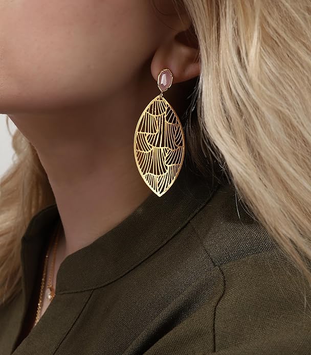 OZEL – Crystal Earrings for Women Dangle – 14K Gold Plated Lightweight Daily Fashion Earrings