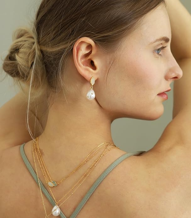 OZEL – Crystal Earrings for Women Dangle – 14K Gold Plated Lightweight Daily Fashion Earrings