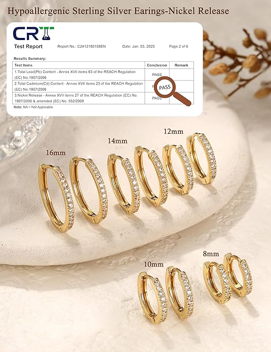 Kakonia 5 Pairs Small Sterling Silver Hoop Earrings Set for Women, 18k Gold Plated Huggie Hoop Earrings, Lightweight Hoop Earrings for Women Hypoallergenic, Cartilage Earring Sets for Multiple Piercing