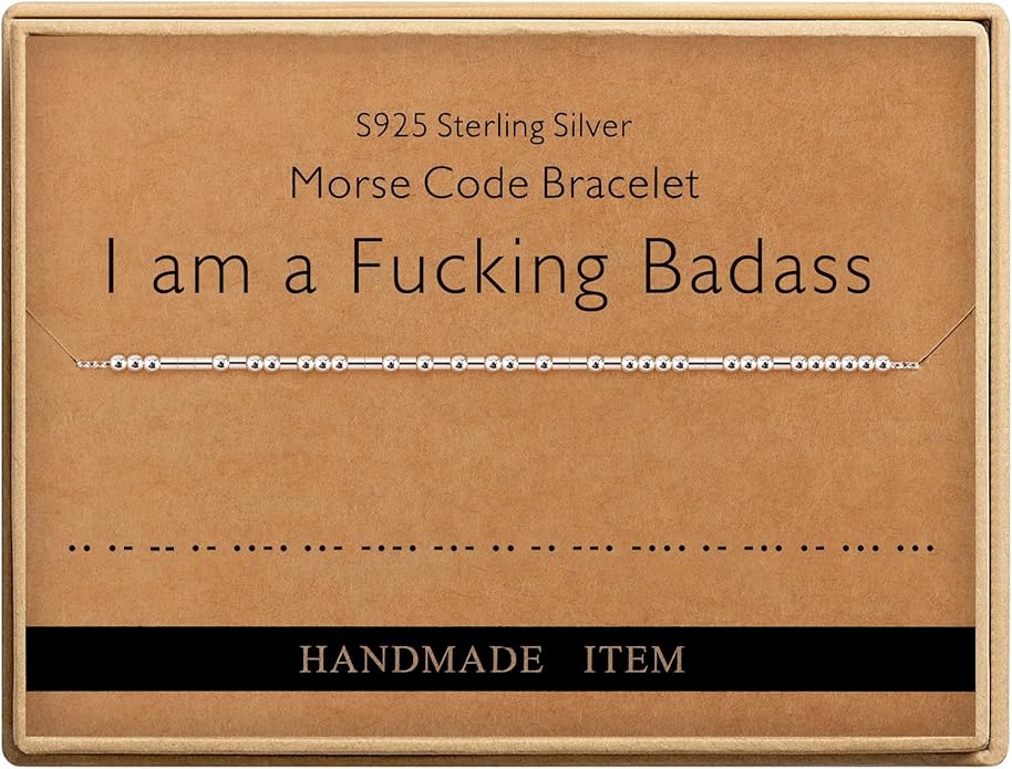 Monily Inspirational Gifts for Women Morse Code Bracelets for Women Funny Bracelet for Friend Funny Gift for Women Sterling Silver Bracelet for Women