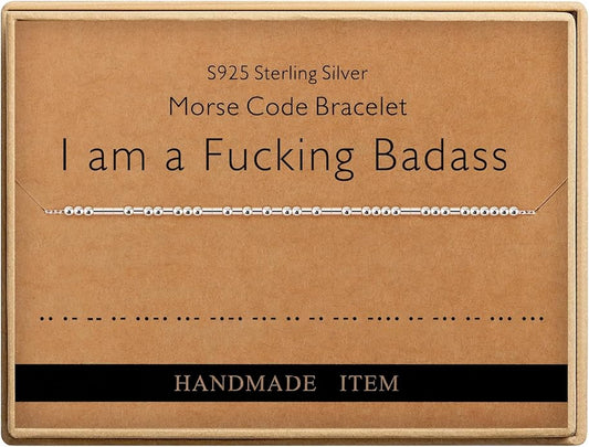 Monily Inspirational Gifts for Women Morse Code Bracelets for Women Funny Bracelet for Friend Funny Gift for Women Sterling Silver Bracelet for Women