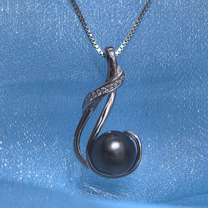 Gifts for Women Wife-Tahitian Black Pearl-Necklace-Gift for Wife Wedding Birthday Anniversary Jewelry-Mom Girlfriend Her Mothers Day Gifts for Mom Women Valentines Day Christmas Day Gifts