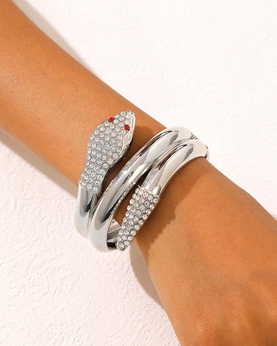 Bangle Bracelets for Women | 14K Gold Plated Trendy Wide Bracelets | Hinged Arm Cuff Bangles Chunky Bracelet for Women