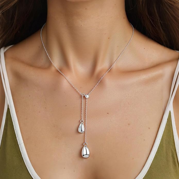 Irregular Y2k Long Y-shaped Necklace with Zircon Inlaid Sparkling Brick Tassel Pendant Double-Layer Chain High-end Fashion Accessory Women's