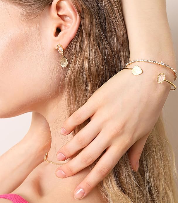 OZEL – Crystal Earrings for Women Dangle – 14K Gold Plated Lightweight Daily Fashion Earrings