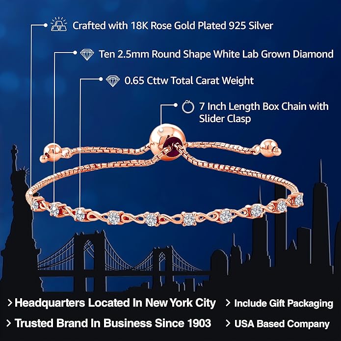 Gem Stone King Round Gemstone Birthstone Tennis Bracelet For Women | 925 Sterling Silver | 2.5MM Round | Fits Up To 9 Inch Wrist | Adjustable Bolo Bracelet For Women | Easy-On Easy-Off