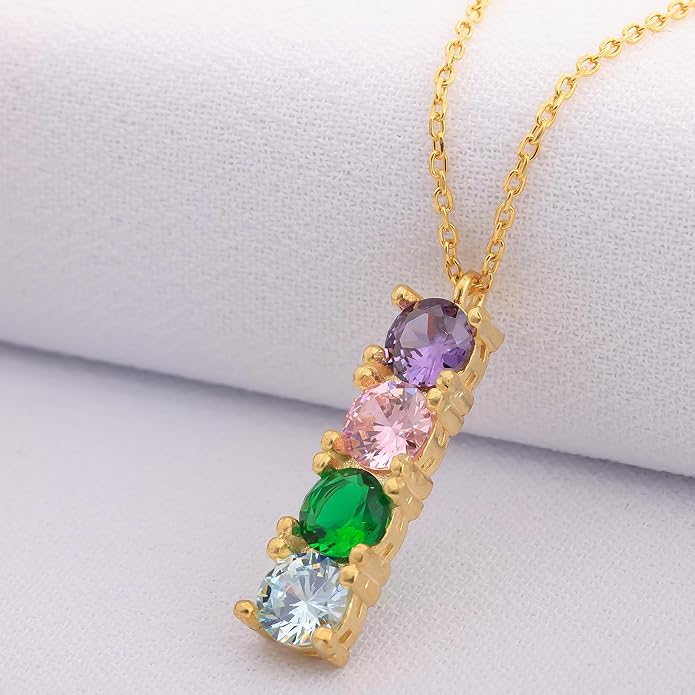 Birthstone Bar Necklace-Personalized 14K Gold Plated Jewelry-Unıque Gift,925 Sterling Silver
