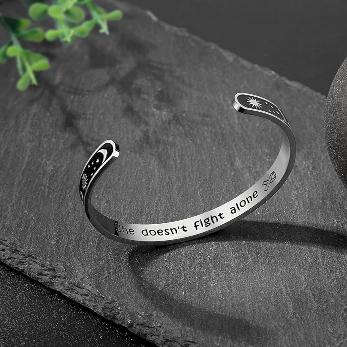 TONY & SANDY Inspirational Bracelets for Women Teen Girls Personalized Gifts for Daughter Granddaughter Mom Sister Friends Stainless Steel Engraved Cuff Birthday Easter Christmas