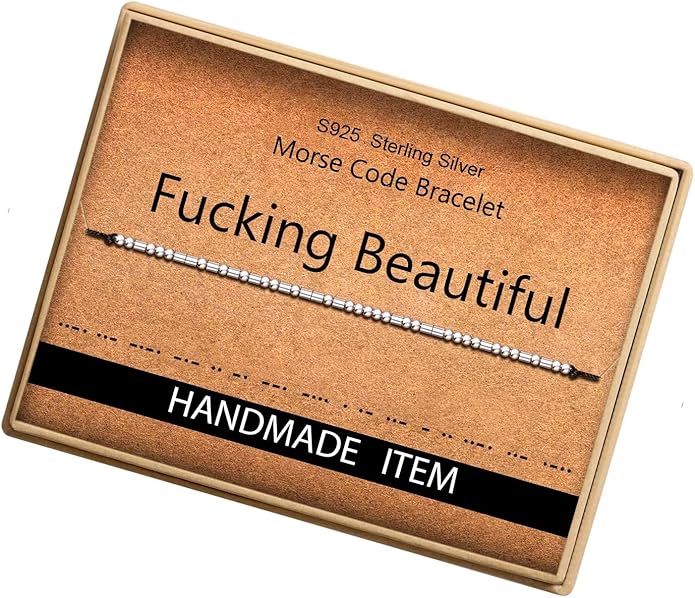 Monily Inspirational Gifts for Women Morse Code Bracelets for Women Funny Bracelet for Friend Funny Gift for Women Sterling Silver Bracelet for Women
