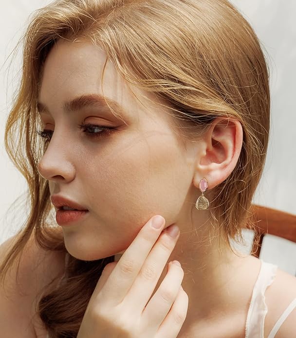 OZEL – Crystal Earrings for Women Dangle – 14K Gold Plated Lightweight Daily Fashion Earrings