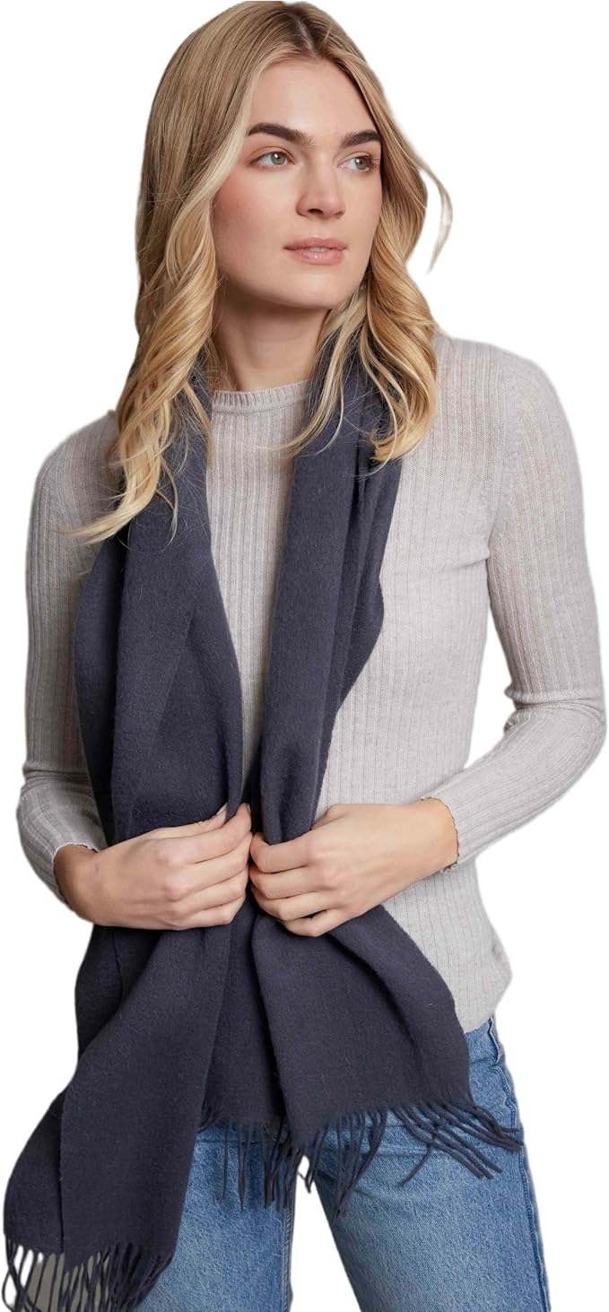 Alashan Cashmere Ultra-Fine Merino Wool and Cashmere Blend Woven Scarf -Luxe fabric-Lightweight- 72" x 12"
