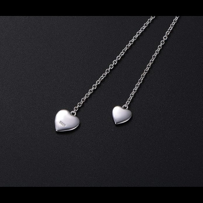 YinShan Long Chain Dainty Necklace Simple Style 925 Sterling Silver Heart Pearl Star Pendant Adjustable Y Shaped Necklace Jewelry for Women