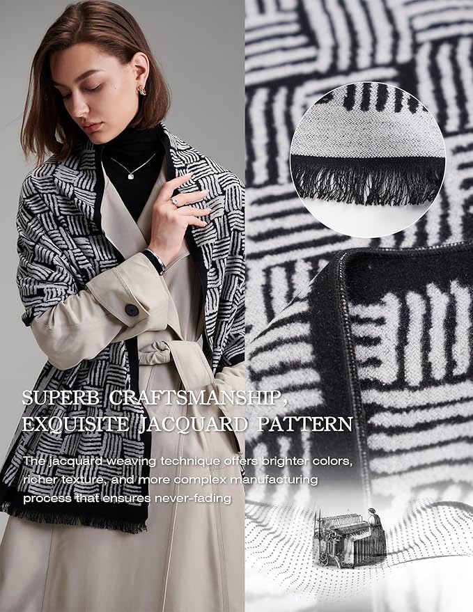 ZHE JIN Luxurious Silk Scarf Shawl Wraps for Women, Warm Scarves Winter Gift, 100% Brushed Mulberry Silk