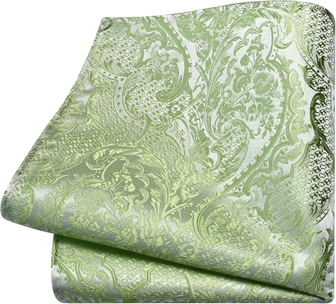 GUSLESON 8cm Paisley Tie Set for Men Necktie Lapel Pin Pocket Square Cufflinks Set for Men