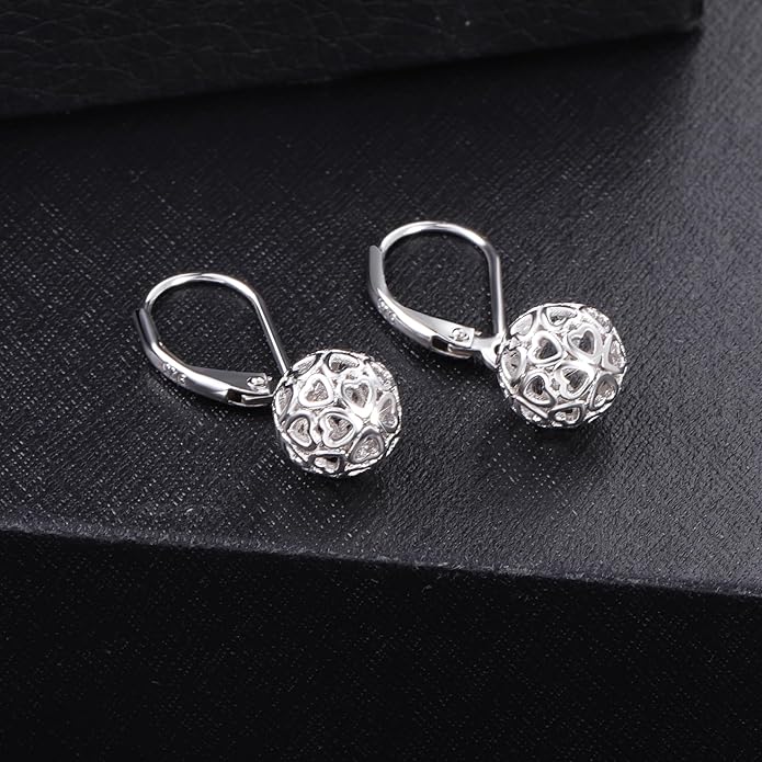 925 Sterling Silver 14K Gold French Style Leverback Earrings, Heart Dangle Drop Earrings for Women Hypoallergenic Jewelry