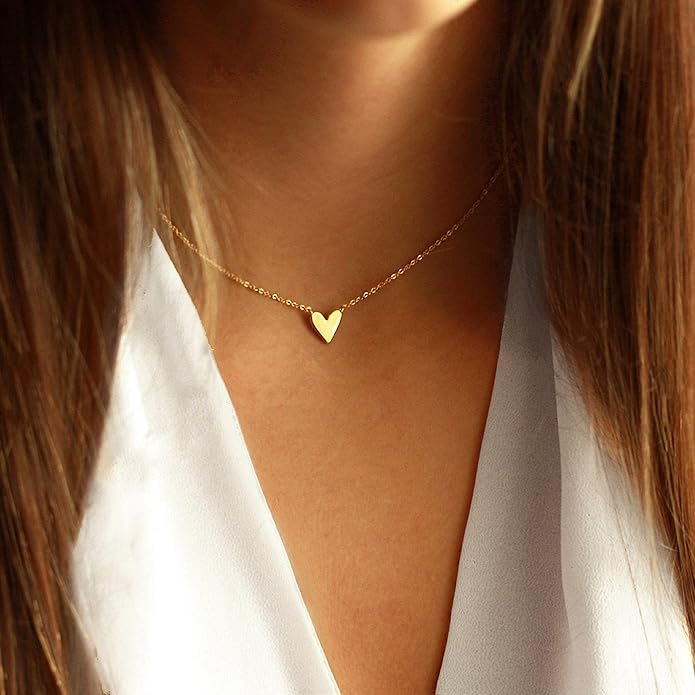 Collner 14K Gold Heart Pendant Necklace for Women Dainty Star Necklace Tiny Evil Eye Choker Necklace Boho Crescent Moon Necklace Minimalist Jewelry