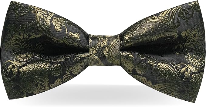 JEMYGINS Paisley Pre-tied Bow Tie and Pocket Square Cufflinks Lapel Pin Sets for Men 4PCS