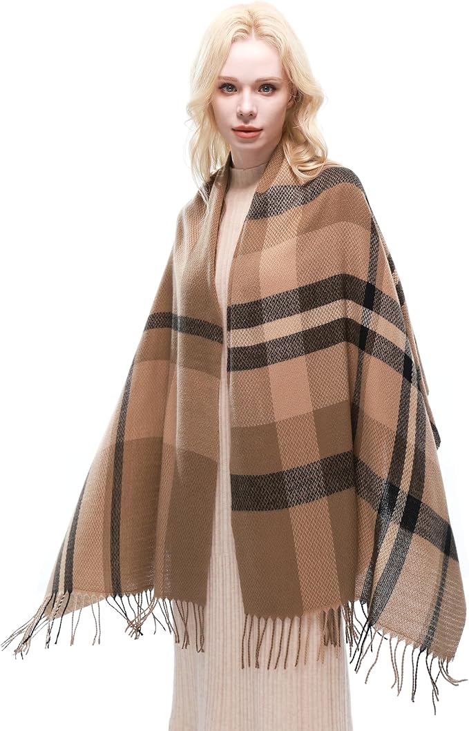 RIIQIICHY Plaid Scarf for Women Fall Winter Pashmina Scarves Wraps for Cold Weather Warm Large