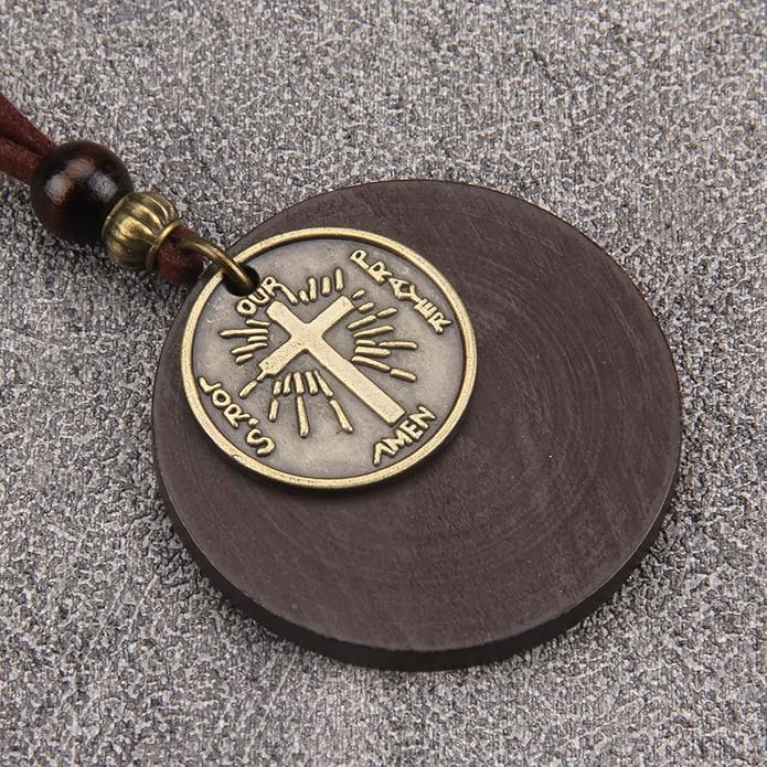 Long Boho Necklaces for Women Vintage Leather Wooden Pendant Y Choker Ethnic Style Gold Circle Hippie Sweater Necklace