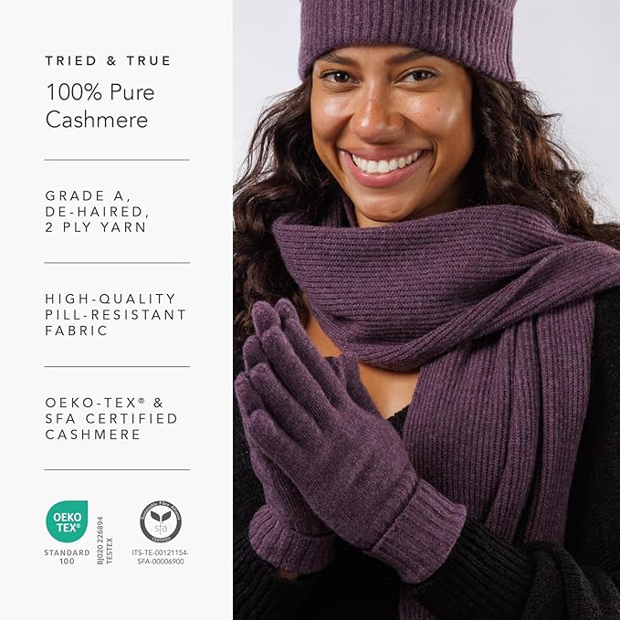 Fishers Finery Women's 100% Cashmere Ribbed Knit Winter Scarf | Black Label Box