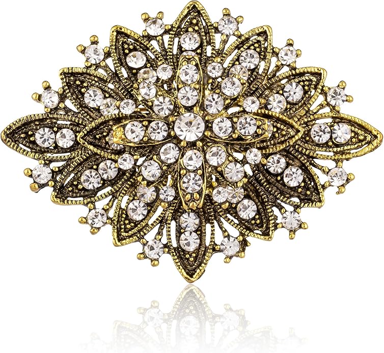 HAISWET Vintage Art Deco Crystal Rhinestone Brooch Pin for Women