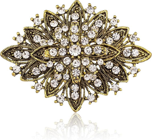 HAISWET Vintage Art Deco Crystal Rhinestone Brooch Pin for Women