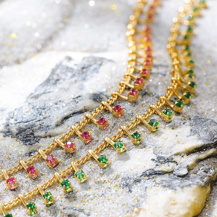 MTMY Gold Anklets for Women 14K Gold Plated Tiny Bead Anklet Colorful Tassel Foot Chain Dainty Adjustable Cute Summer Beach Boho Anklets Jewelry Gift