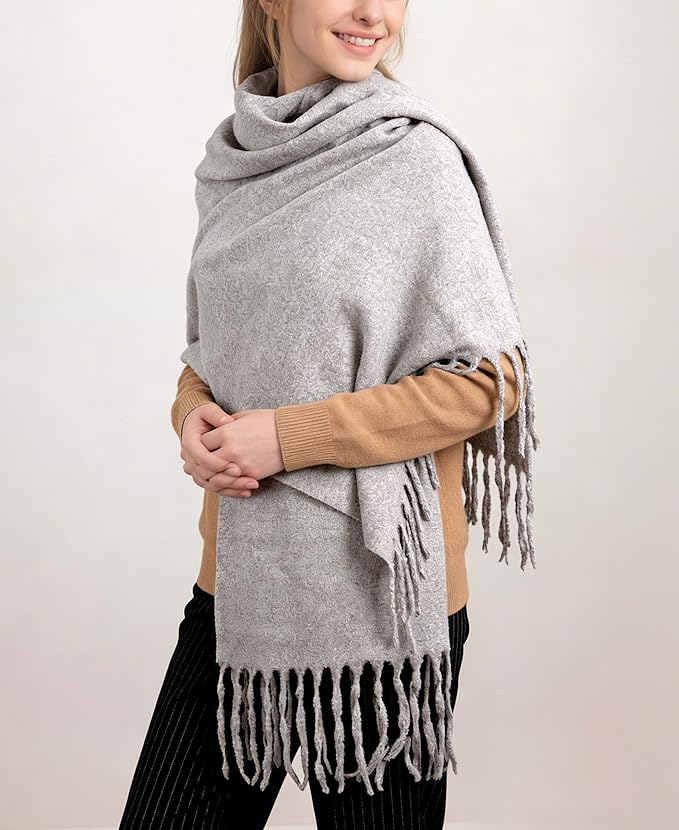 Achillea Warm Cashmere-Feel Winter Scarf – Thick Pashmina Shawl Wrap for Cold Weather