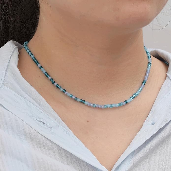 JSJOY Tiny Crystal Beaded Choker Necklaces for Women Colorful Beaded Necklace Dainty Choker Necklaces Simple Boho Jewelry Gifts for Teens Handmade Bead Necklaces Gifts