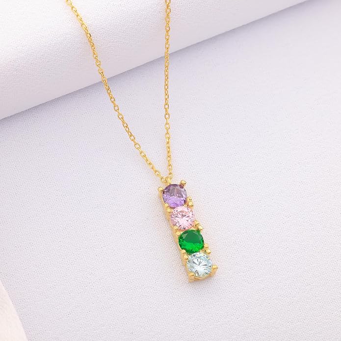 Birthstone Bar Necklace-Personalized 14K Gold Plated Jewelry-Unıque Gift,925 Sterling Silver