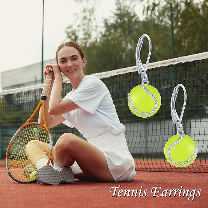 YFN Sports Jewelry Earrings 925 Sterling Silver Baseball Softball Basketball Rugby Football Tennis Volleyball Earrings for Women and Sports Fans Gifts