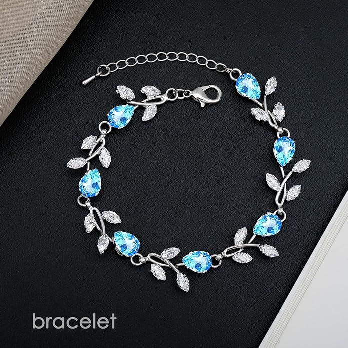 Elegant Bridal Jewelry Sets Clear Cubic Zirconia Wedding Necklace Earrings Bracelet Set for Birdes Bridesmaids CZ Prom Jewelry