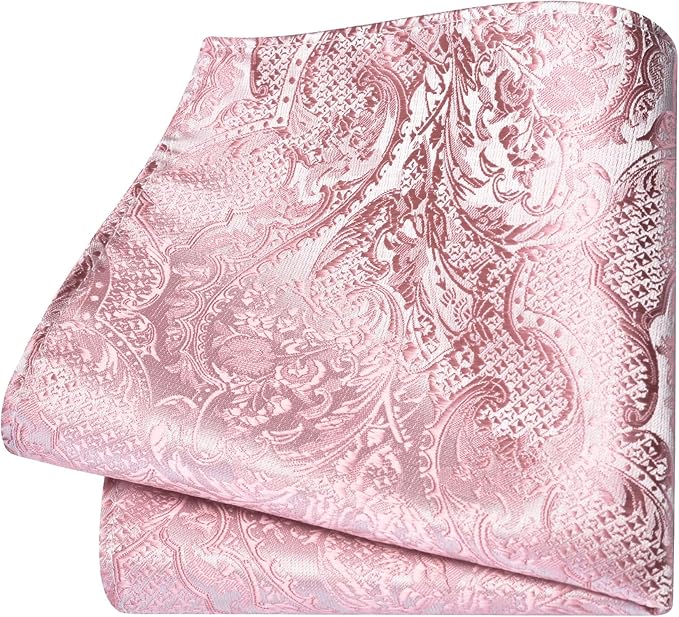 GUSLESON 8cm Paisley Tie Set for Men Necktie Lapel Pin Pocket Square Cufflinks Set for Men