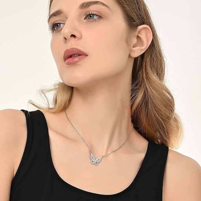 Dainty Gold Butterfly Bow Necklace for Women,18k Gold Plated Choker Necklaces for Women Waterproof & Daily & Simple, Gold Jewelry for Women