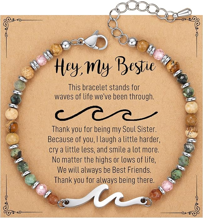 TONY & SANDY Friend Gifts for Women, Stocking Stuffers for Women, Sister Gifts from Sister, Wave Bracelet, Birthday Gifts for Woman, Bestie Friendship Bracelets, Unique Gifts for Her