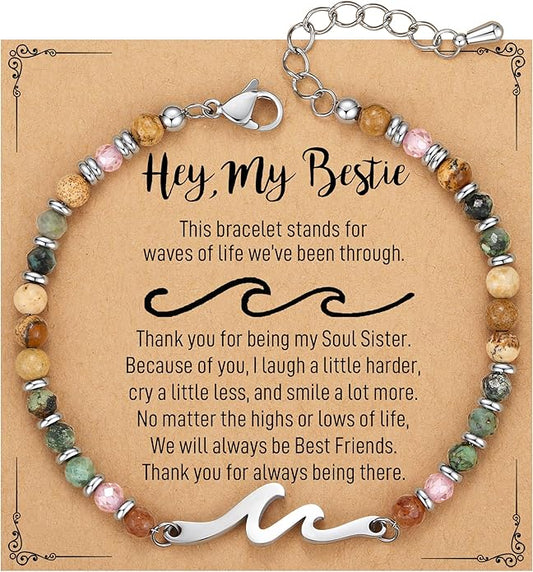 TONY & SANDY Friend Gifts for Women, Stocking Stuffers for Women, Sister Gifts from Sister, Wave Bracelet, Birthday Gifts for Woman, Bestie Friendship Bracelets, Unique Gifts for Her