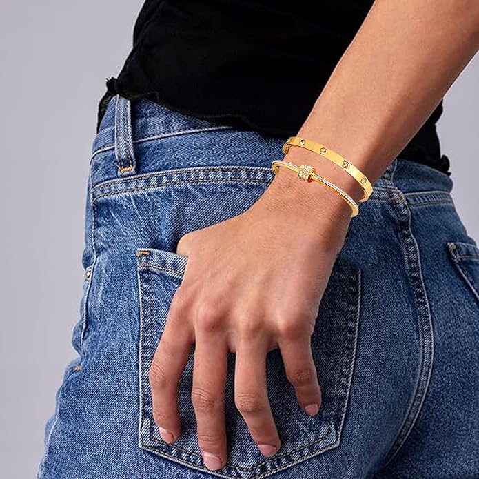 Silver Bangles for Women - Stainless Steel Love & Friendship Bracelet Set with Gift Box | Daily Wear & Party Jewelry