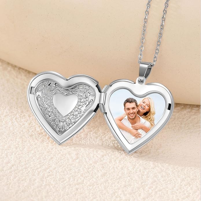 PHOCKSIN Personalized Locket Necklace for Women Photo Necklace with Customized Picture Birth Flower Birthstone New Years Gifts for Women