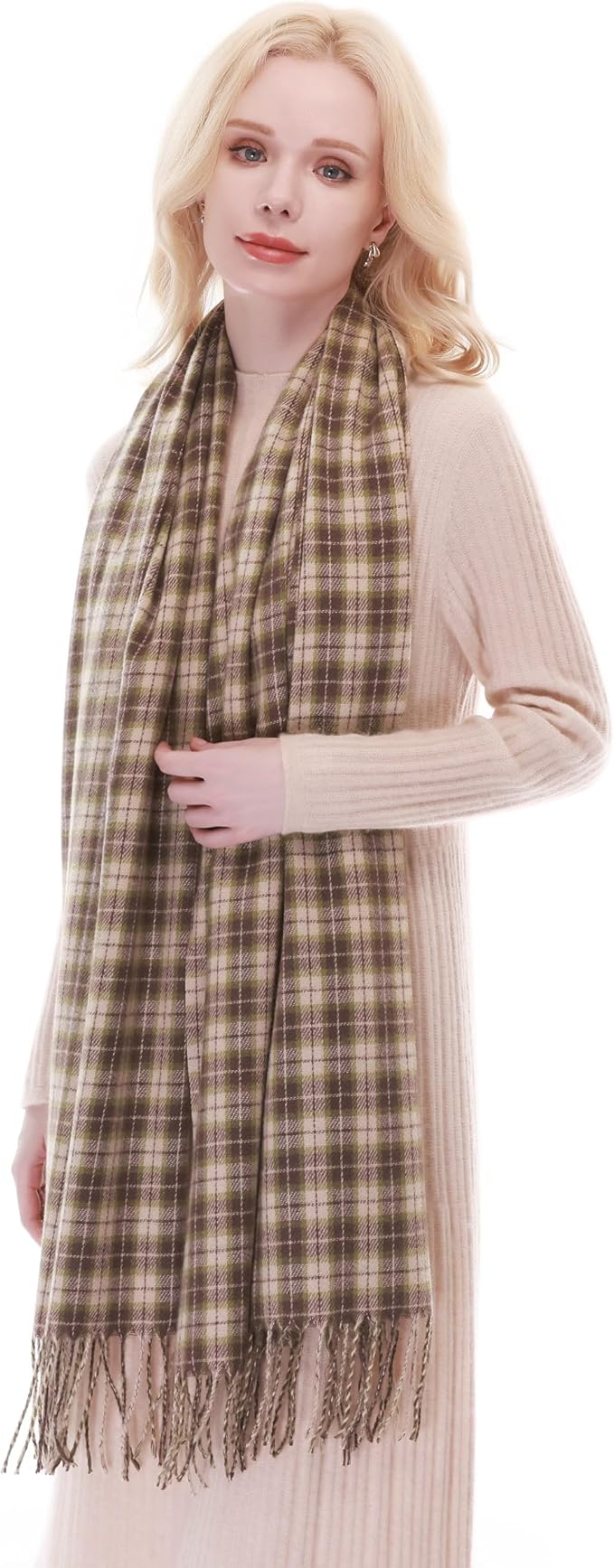 RIIQIICHY Plaid Scarf for Women Fall Winter Pashmina Scarves Wraps for Cold Weather Warm Large