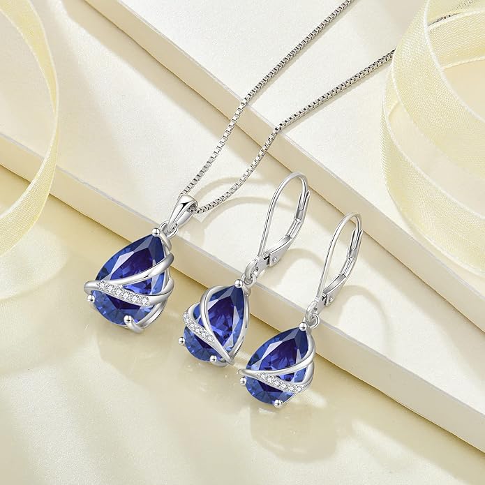 Birthstone Dangle Drop Earrings for Women 925 Sterling Silver Teardrop Leverback Earrings Jewelry Gifts for Wife Mother Her