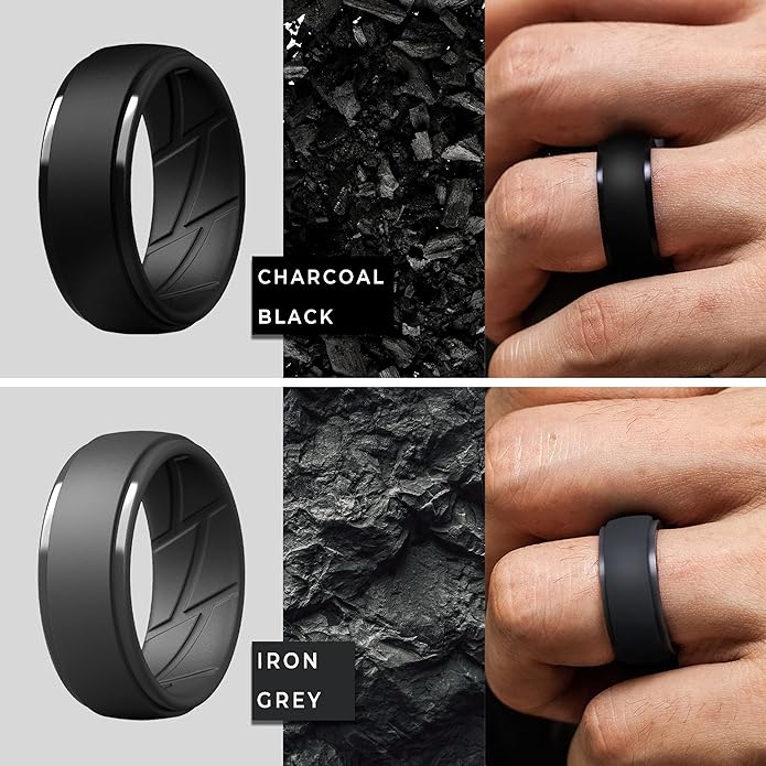 ThunderFit Men's Silicone Rings 10mm Wide 2.5mm Thick Rubber Bands, Breathable, Variety Multipack 1-10