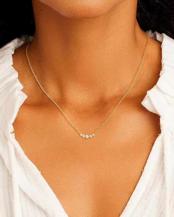 Cubic Zirconia Necklace, Dainty 14k Gold Plated Diamond Necklaces For Women Choker Necklace Simple Gold Plated CZ Jewelry Necklaces for Women Trendy Gifts