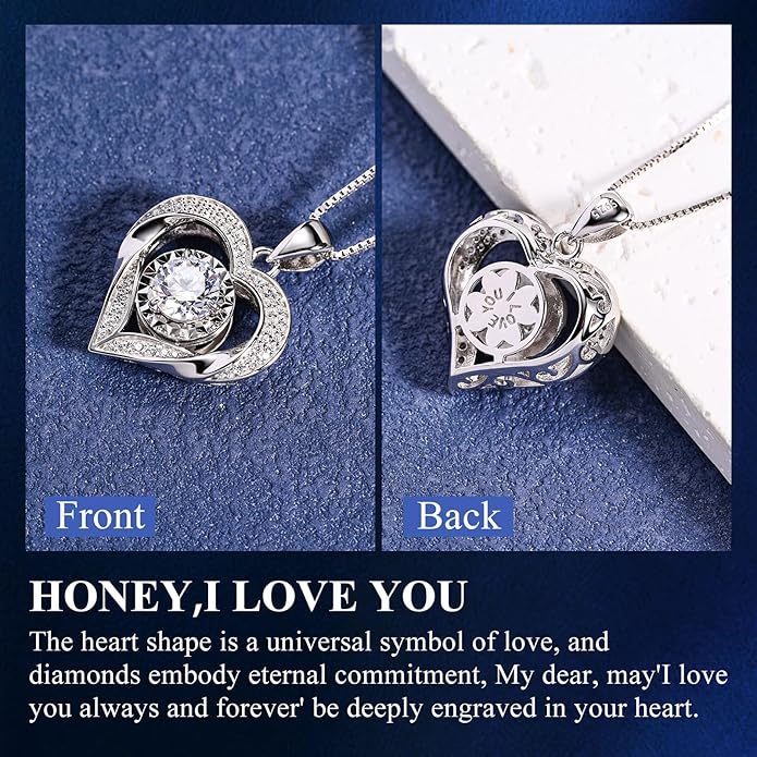 Moissanite Necklace for Women 14k Gold Heart Necklaces Moissanite Pendant for Woman 1 Carat - Luxury Love Jewelry Gift for Anniversary, Birthday and Christmas - Jewelry for Wife from Husband
