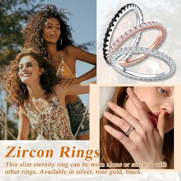 Suplight 925 Sterling Silver Wedding Band Rings, Full Cubic Zirconia Wishbone Ring Love/Lucky Engagement Promise Rings For Women, Size 4-12 (with Gift Box)