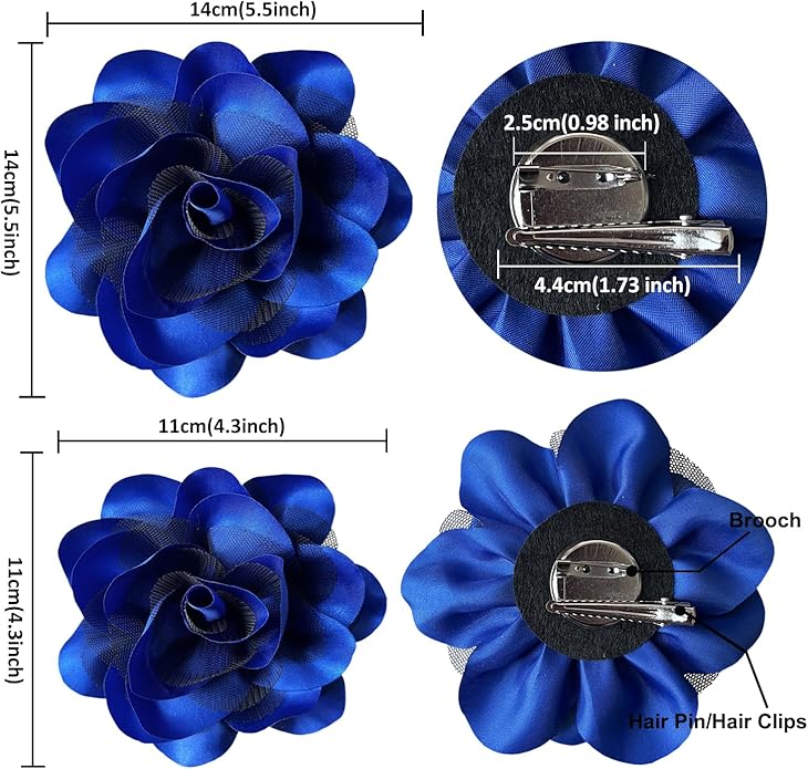 Women's Brooches 4pcs Rose Flower Hair Clip Flamenco Dancer Pin up Mexican Hair Flowers Clips Hairpin Brooch Tea Party Hats Headpieces