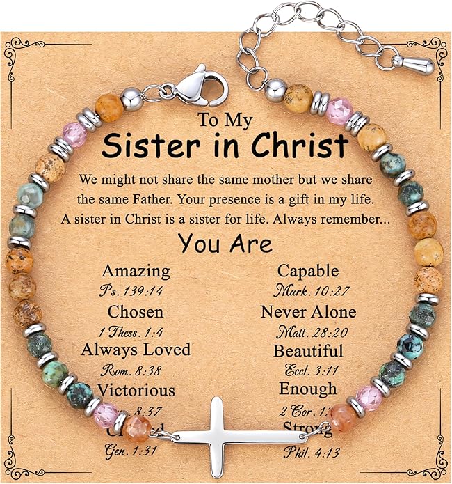 TONY & SANDY Christian Cross Bracelet for Women, Stocking Stuffers for Women, Confirmation Baptism Easter Gifts, Unique Gift for Friends Daughter Mom Sister in Christ on Birthday Christmas